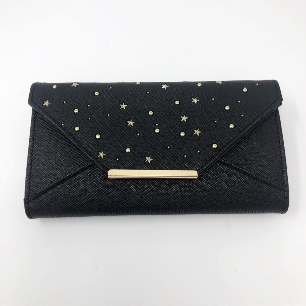 Black Clutch / Crossbody with Gold Metal Stars